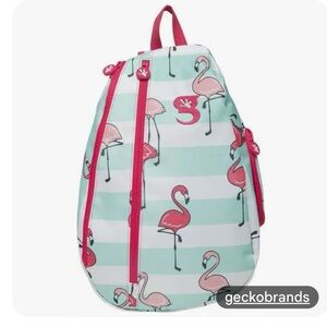 Geckobrands Flamingo Stripe Sling Bag Backpack NWT
